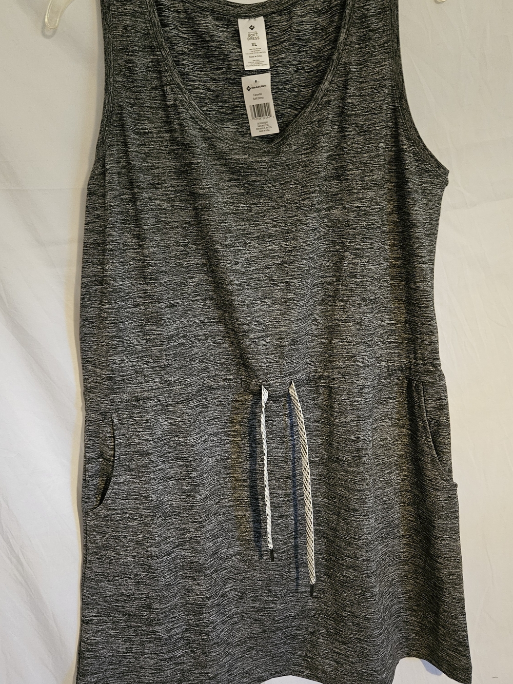 Athletic Sleeveless Drawstring Pocket Dress - Gray